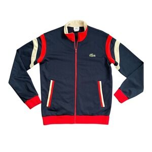 Lacoste Sport Mens Tennis Track Jacket Navy Red Cream Colorblock Full Zip FR 4 M